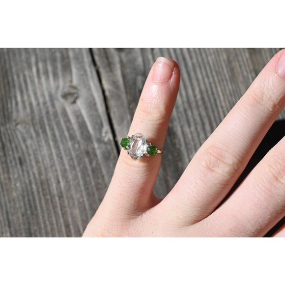 Natural Emerald Ring alternative Diamond Engagement Ring Sterling Silver… - Picture 3 of 10